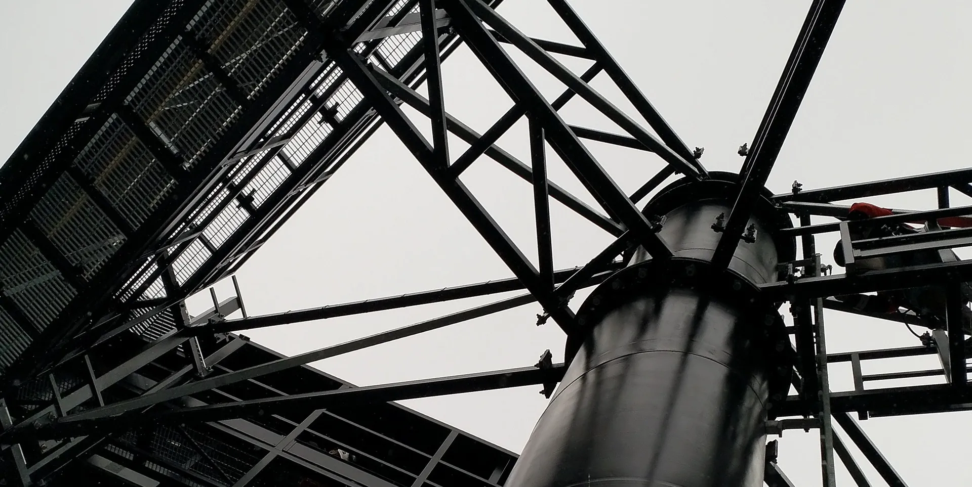 Internal steel framework for 14m high self-supporting advertising billboard structure Greenwood Street Hamilton